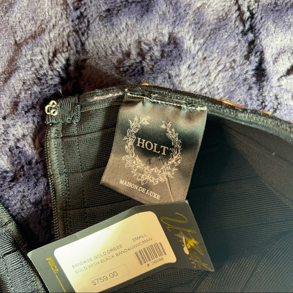 NEW WITH TAGS! BEAUTIFUL!$795 SZ SMALL BLACK AND GOLD WITH CRYSTALS, 1 OF A KIND - Picture 10 of 13